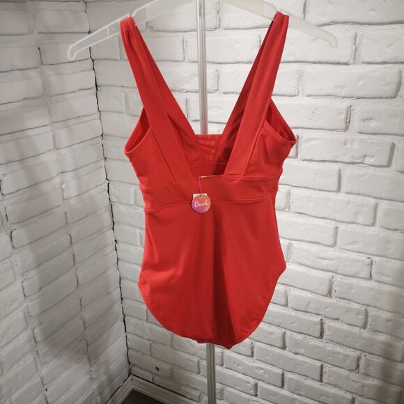 NWT Accessorize London Ladies Size 4 Salmon Colored 1 Piece Bathing Suit - Picture 2 of 9